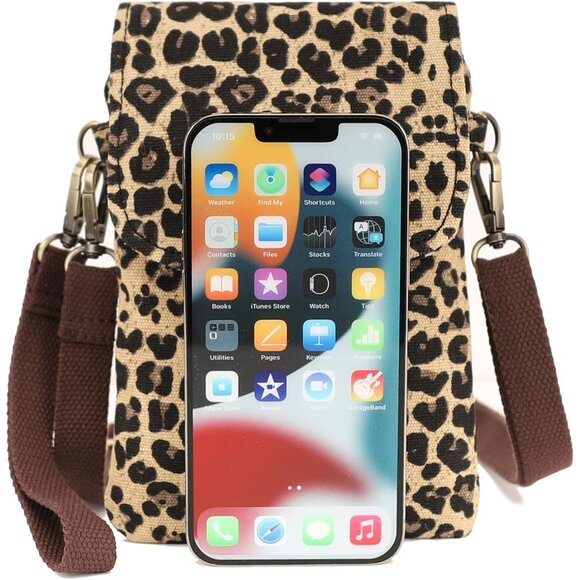 Women's Brown Leopard Vintage Embroidered Cute Mini Cross Body Bag Small Handbag - Picture 3 of 6